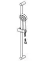 Wandmontierte Dusche mit Handbrause, Schiebestange und flexibler Schlauchleitung. Hergestellt von HANSA. Ergonomisches Design für die einfache Handhabung.